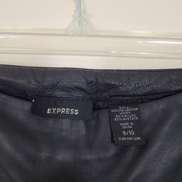 EXPRESS Black Leather Womens 9/10 Pants Biker Moto Rockstar Gf 90s Edgy Grunge - Picture 6 of 11